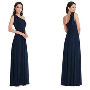 After Six Draped One Shoulder Maxi Dress Midnight Navy Blue Size 8R NWOT $221